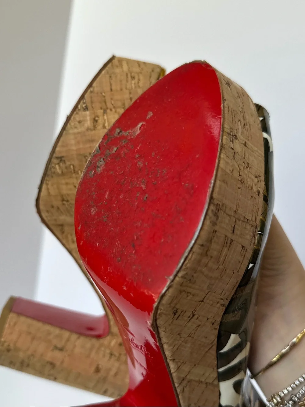 Christian Louboutin Donna Anna 120mm Palm Leaf  printed platform slingbacks